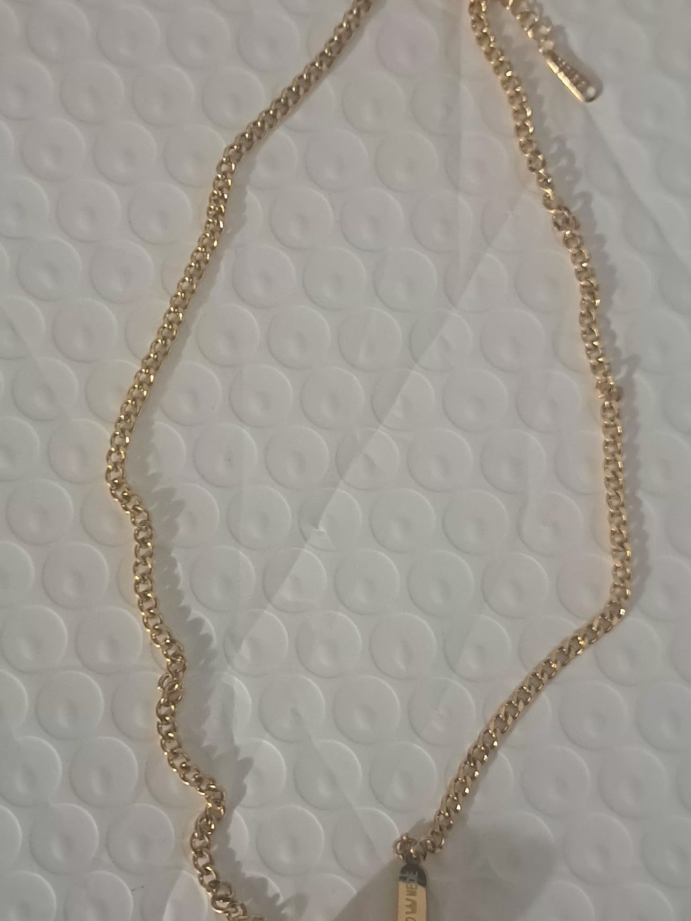 Delicate Gold Chain Necklace with Branded Pendant